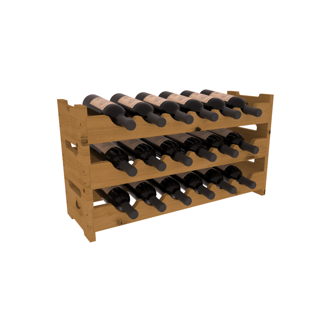 Living Series - 18 Bottle Mini Scalloped Rack in Alder Oak stained without WineSafe™ Satin Sealant