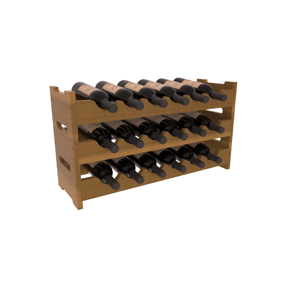 Living Series - 18 Bottle Mini Scalloped Rack in Redwood Oak stained with WineSafe™ Satin Sealant