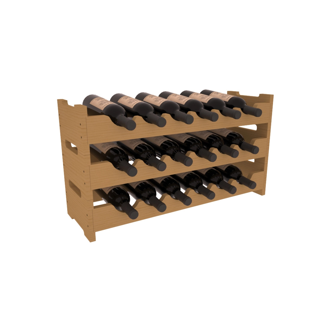 Living Series - 18 Bottle Mini Scalloped Rack in Pine Oak stained without WineSafe™ Satin Sealant