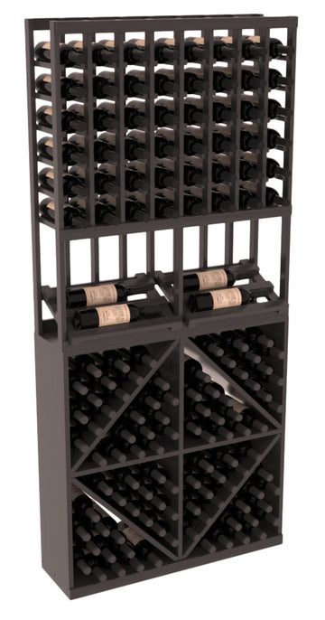 InstaCellar - 8 Column Side Display 96 Bin Combo in Grand Mahogany Black stained with WineSafe™ Satin Sealant