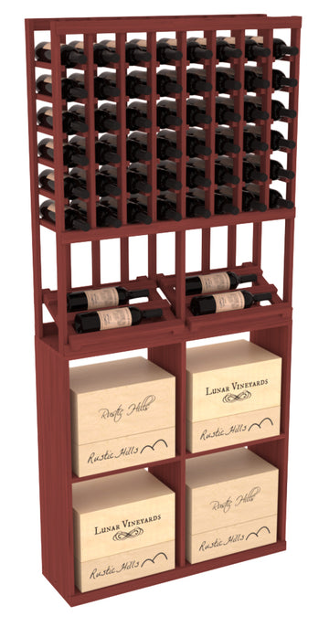 InstaCellar - 8 Column Side Display 96 Case Combo in Grand Mahogany Cherry stained without WineSafe™ Satin Sealant