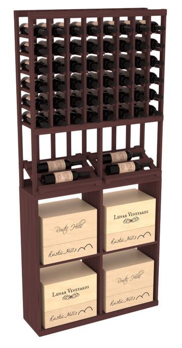 InstaCellar - 8 Column Side Display 96 Case Combo in Grand Mahogany Walnut stained without WineSafe™ Satin Sealant