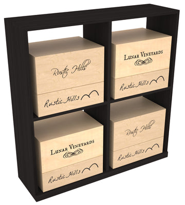 InstaCellar - Solid Case Bin with Top in Grand Mahogany Black stained without WineSafe™ Satin Sealant