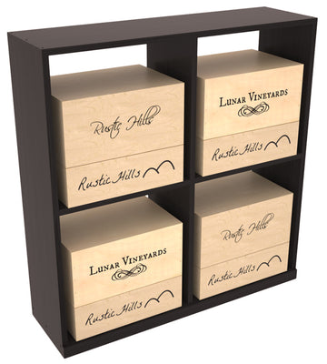 InstaCellar - Solid Case Bin with Top in Grand Mahogany Black stained with WineSafe™ Satin Sealant