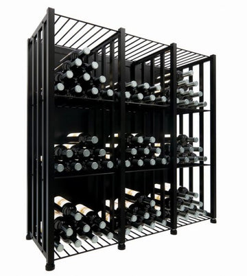 Wine Bin Short Kit (48-192 Bottles) in Triple Wide (144 Bottles) Matte Black