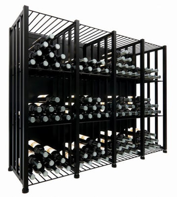 Wine Bin Short Kit (48-192 Bottles) in Four Wide (192 Bottles) Matte Black