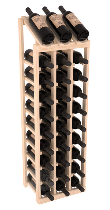 InstaCellar - 3 Column, 10R Display Top Rack in Pine Unstained without WineSafe™ Satin Sealant