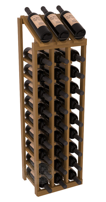 InstaCellar - 3 Column, 10R Display Top Rack in Redwood Oak stained with WineSafe™ Satin Sealant