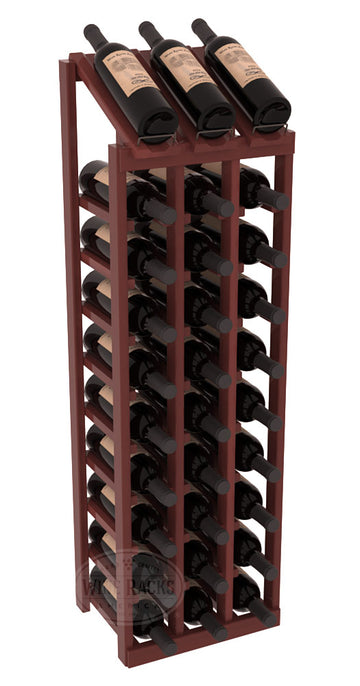 InstaCellar - 3 Column, 10R Display Top Rack in Redwood Cherry stained with WineSafe™ Satin Sealant