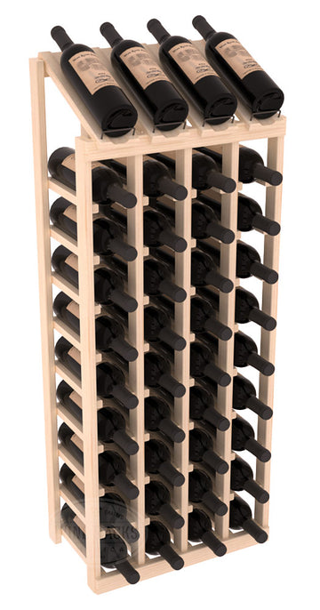 InstaCellar - 4 Column, 10R Display Top Rack in Pine Unstained with WineSafe™ Satin Sealant