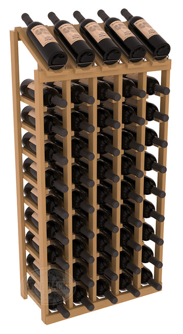 InstaCellar - 5 Column, 10R Display Top Rack in Pine Oak stained with WineSafe™ Satin Sealant