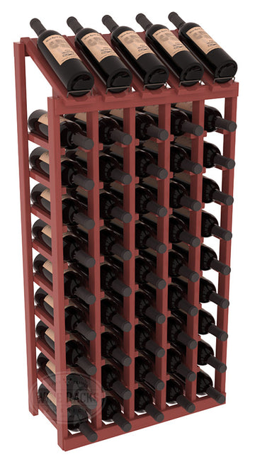 InstaCellar - 5 Column, 10R Display Top Rack in Pine Cherry stained with WineSafe™ Satin Sealant
