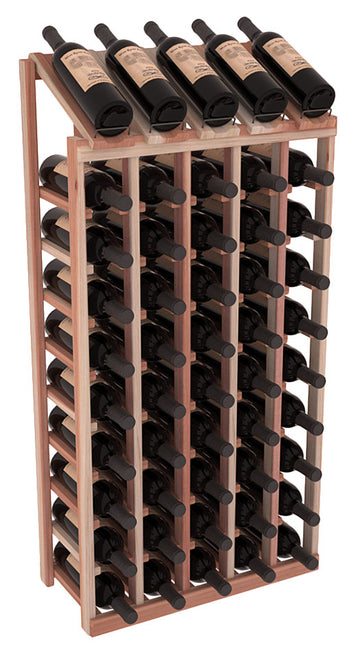 InstaCellar - 5 Column, 10R Display Top Rack in Redwood Unstained without WineSafe™ Satin Sealant