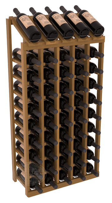 InstaCellar - 5 Column, 10R Display Top Rack in Redwood Oak stained with WineSafe™ Satin Sealant