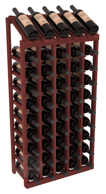 InstaCellar - 5 Column, 10R Display Top Rack in Redwood Cherry stained without WineSafe™ Satin Sealant