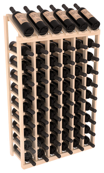 InstaCellar - 6 Column, 10R Display Top Rack in Pine Unstained with WineSafe™ Satin Sealant