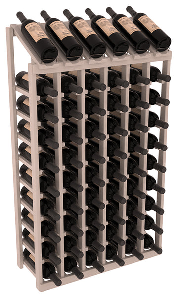 InstaCellar - 6 Column, 10R Display Top Rack in Pine Greywash stained with WineSafe™ Satin Sealant