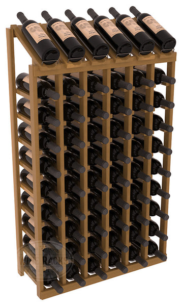 InstaCellar - 6 Column, 10R Display Top Rack in Redwood Oak stained with WineSafe™ Satin Sealant