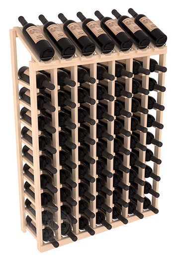InstaCellar - 7 Column, 10R Display Top Rack in Pine Unstained without WineSafe™ Satin Sealant