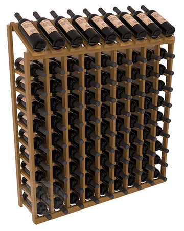 InstaCellar - 9 Column, 10R Display Top Rack in Redwood Oak stained with WineSafe™ Satin Sealant
