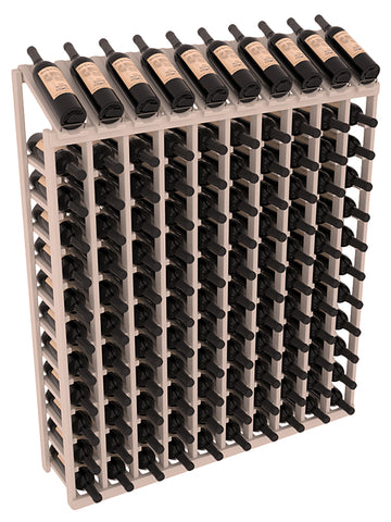 InstaCellar - 10 Column, 12R Display Top Rack in Pine Greywash stained with WineSafe™ Satin Sealant