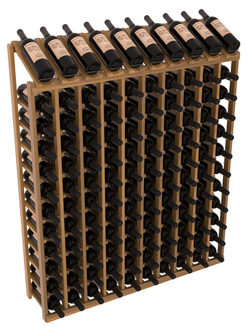 InstaCellar - 10 Column, 12R Display Top Rack in Redwood Oak stained with WineSafe™ Satin Sealant