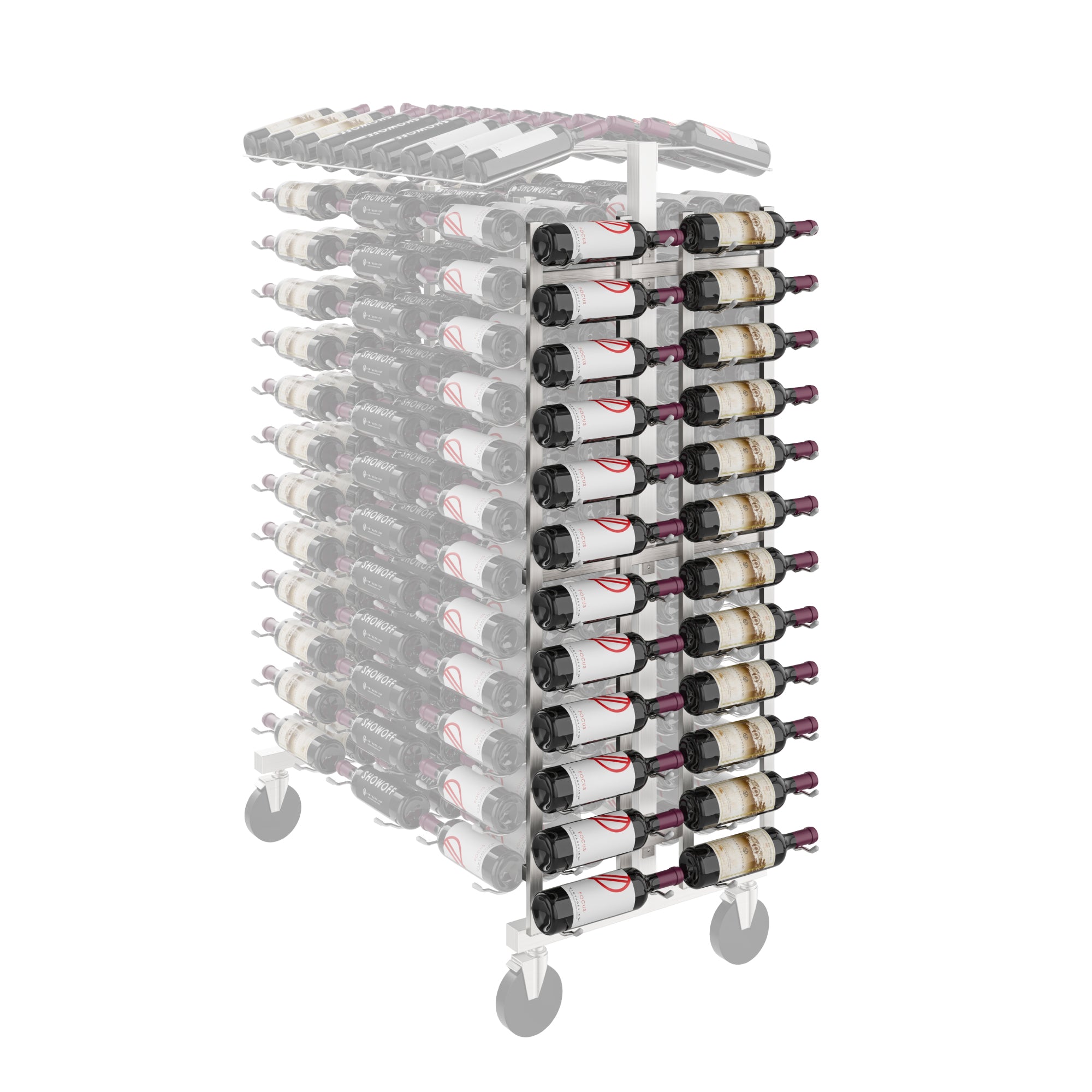 Commercial – Endcap Wine Rack in 24 Bottles (IDR4) Brushed Nickel