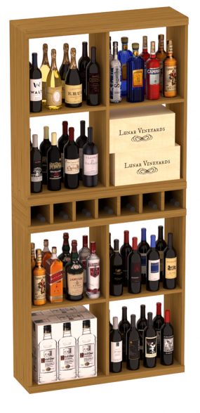 InstaCellar - Liquor Case Bin x2 Cubby Combo in Grand Mahogany Oak stained without WineSafe™ Satin Sealant
