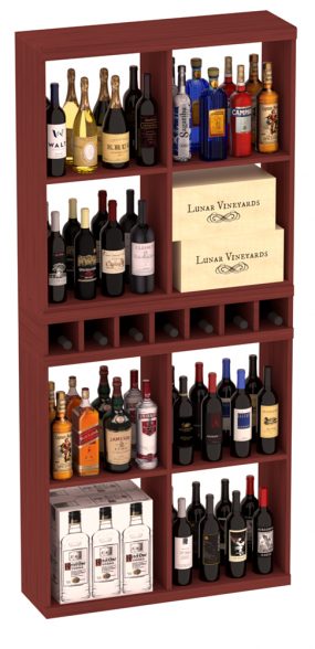 InstaCellar - Liquor Case Bin x2 Cubby Combo in Grand Mahogany Cherry stained without WineSafe™ Satin Sealant