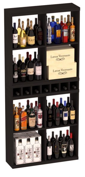 InstaCellar - Liquor Case Bin x2 Cubby Combo in Grand Mahogany Black stained without WineSafe™ Satin Sealant