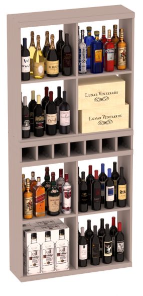 InstaCellar - Liquor Case Bin x2 Cubby Combo in Grand Mahogany Greywash stained without WineSafe™ Satin Sealant