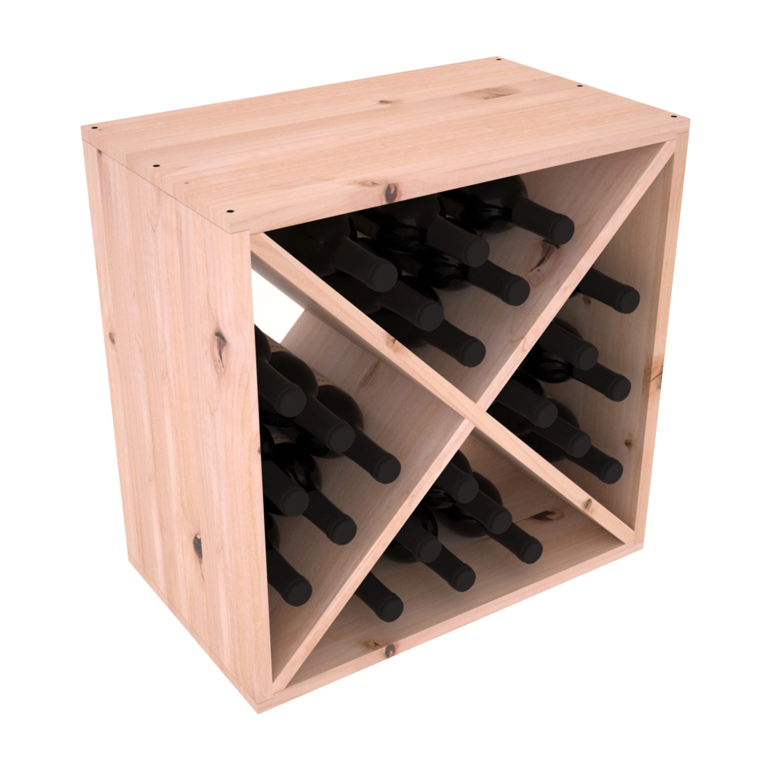 Living Series - 24 Bottle Wine Cube in Alder Unstained without WineSafe™ Satin Sealant