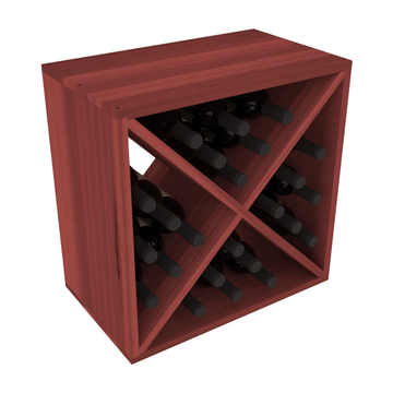 Living Series - 24 Bottle Wine Cube in Redwood Cherry stained without WineSafe™ Satin Sealant