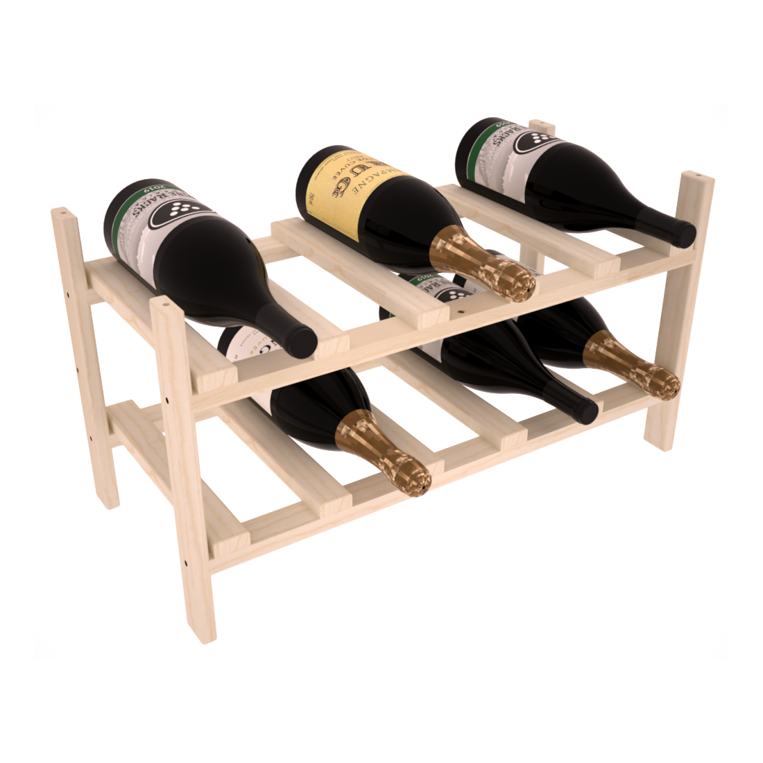 Living Series - 10 Bottle Magnum Stackable in Pine Unstained without WineSafe™ Satin Sealant