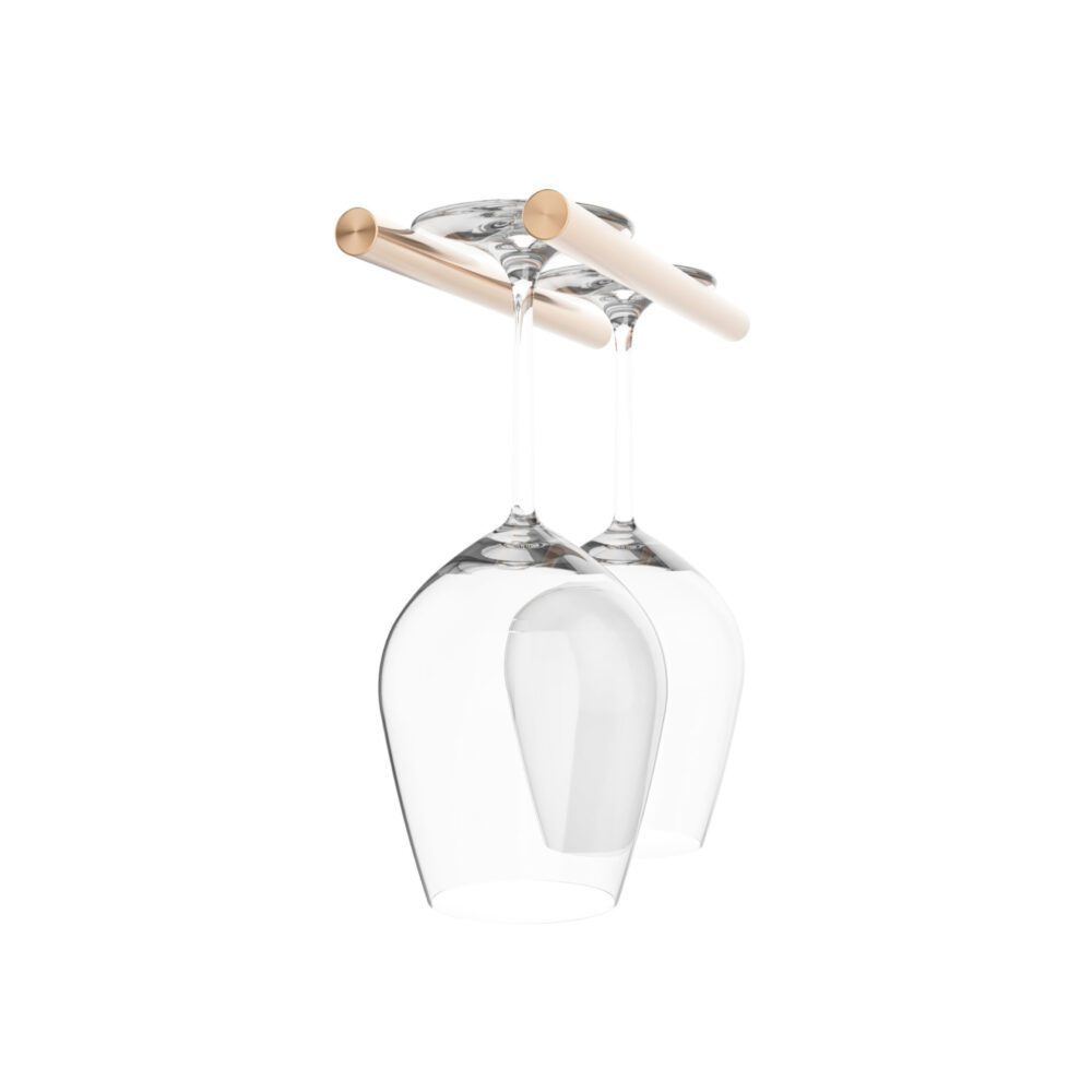 Vino Rails – Stemware Rack in Golden Bronze Wood/Studs