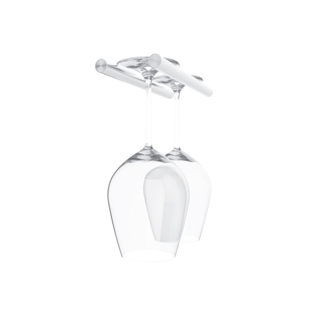 Vino Rails – Stemware Rack in Milled Aluminum Wood/Studs