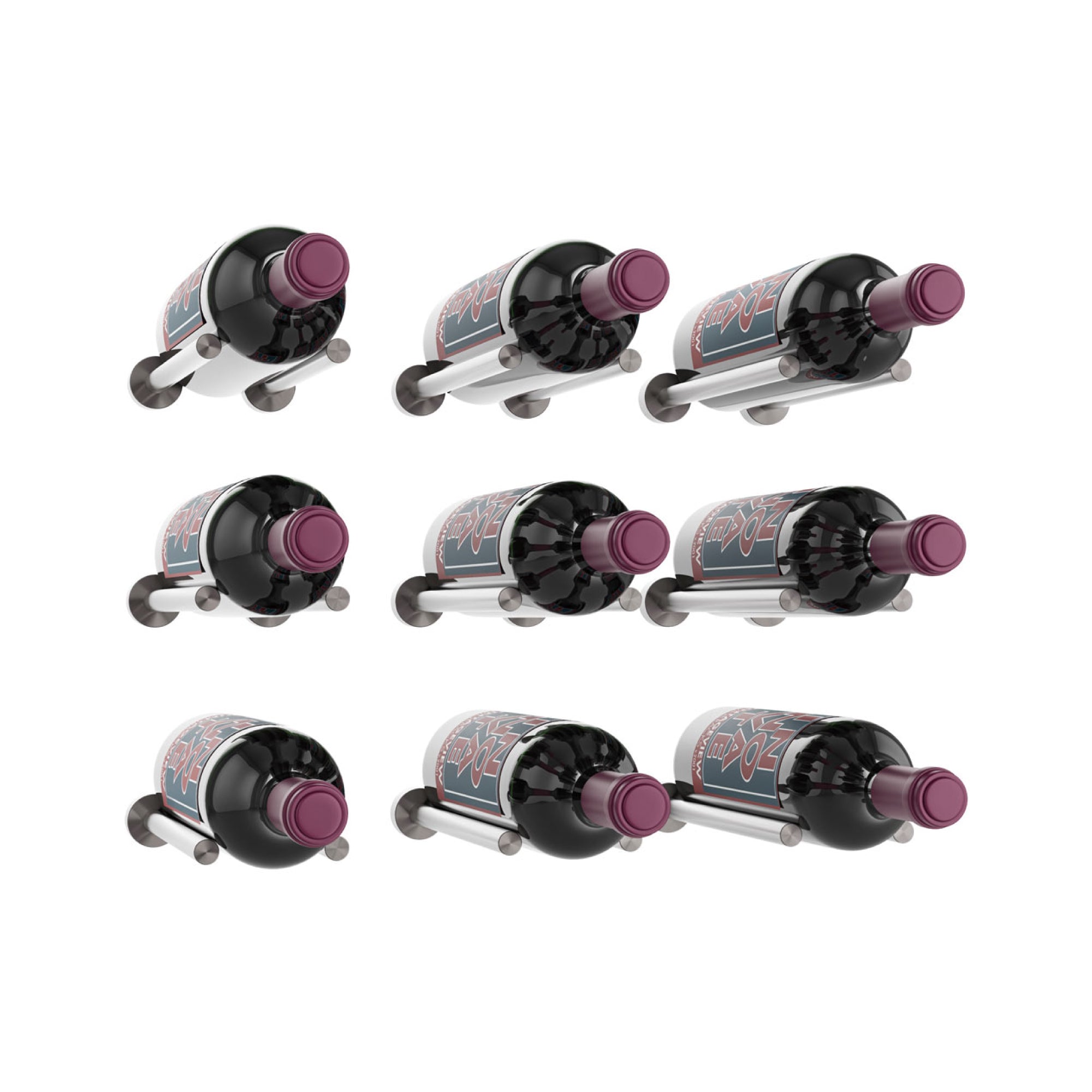 Vino Rails – 9 Bottle Designer Kit in Gunmetal