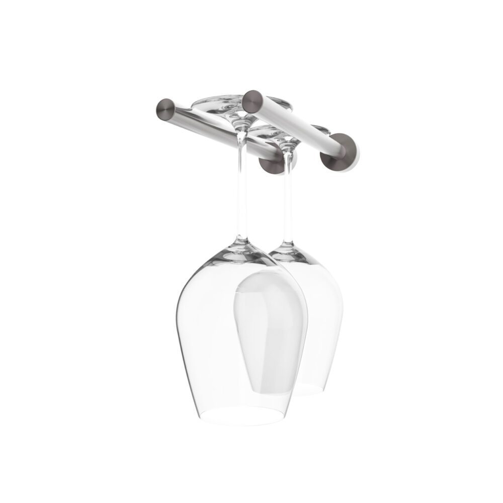 Vino Rails – Stemware Rack in Gunmetal Wood/Studs