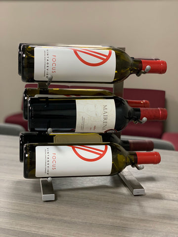 6 Bottle Tabletop Wine Rack in Brushed Nickel