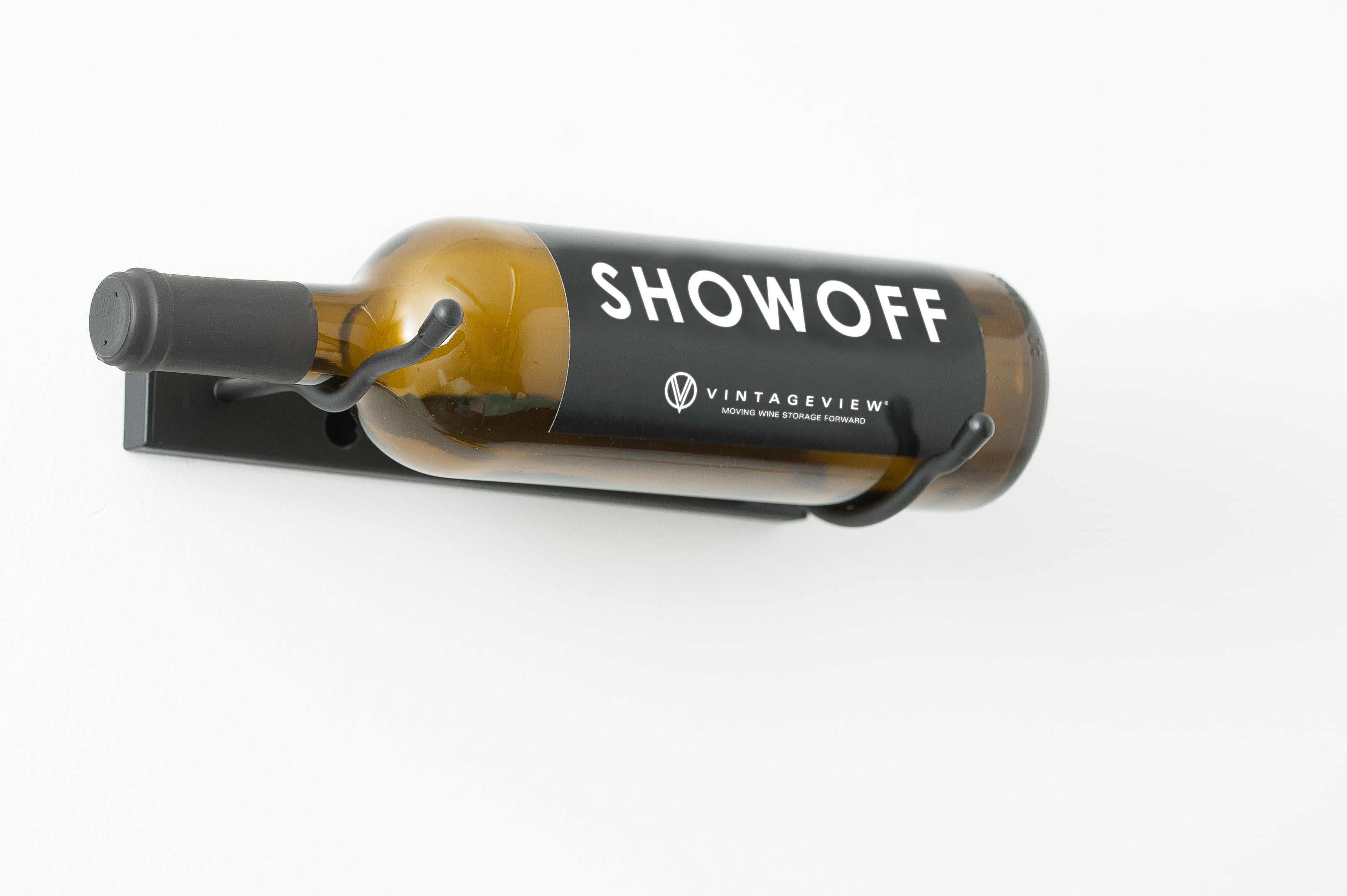 W Series Single (wall mounted metal wine rack) in Left Matte Black