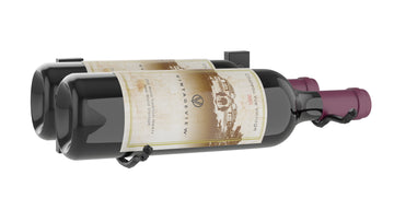 W Series Wine Rack Bottle Height (wall mounted metal wine storage) in 2 Bottles (Double Deep) Matte Black