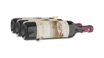 W Series Wine Rack Bottle Height (wall mounted metal wine storage) in 3 Bottles (Triple Deep) Golden Bronze