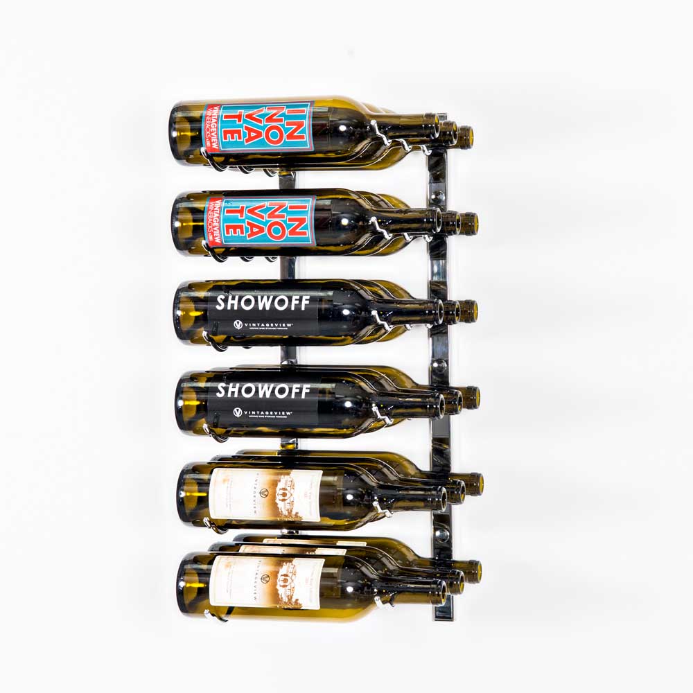 W Series Wine Rack 2 (wall mounted metal wine bottle storage) in 18 Bottles (Triple Deep) Chrome Luxe