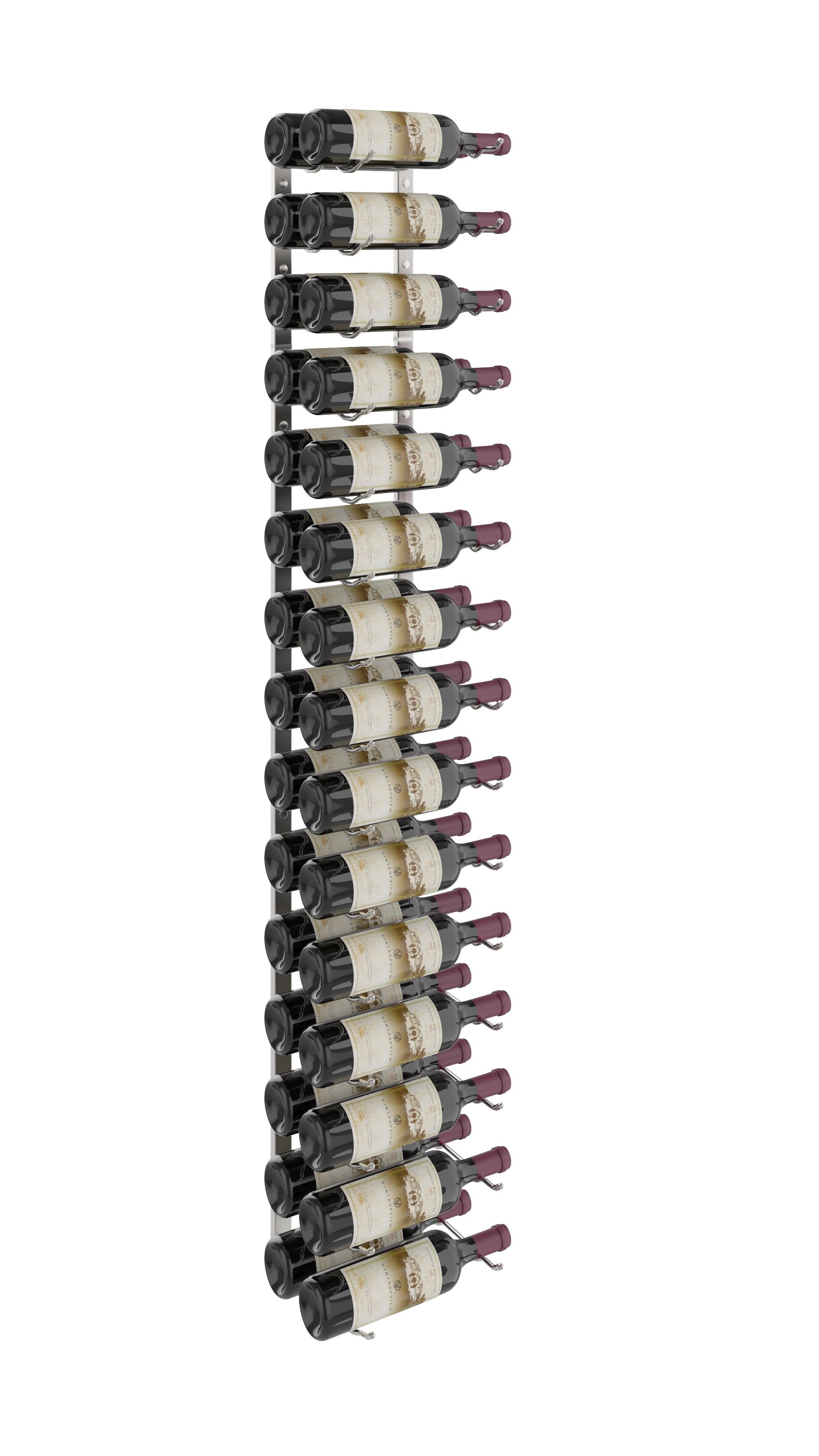 W Series Wine Rack 5 (wall mounted metal wine rack kit) in 30 Bottles (Double Deep) Brushed Nickel