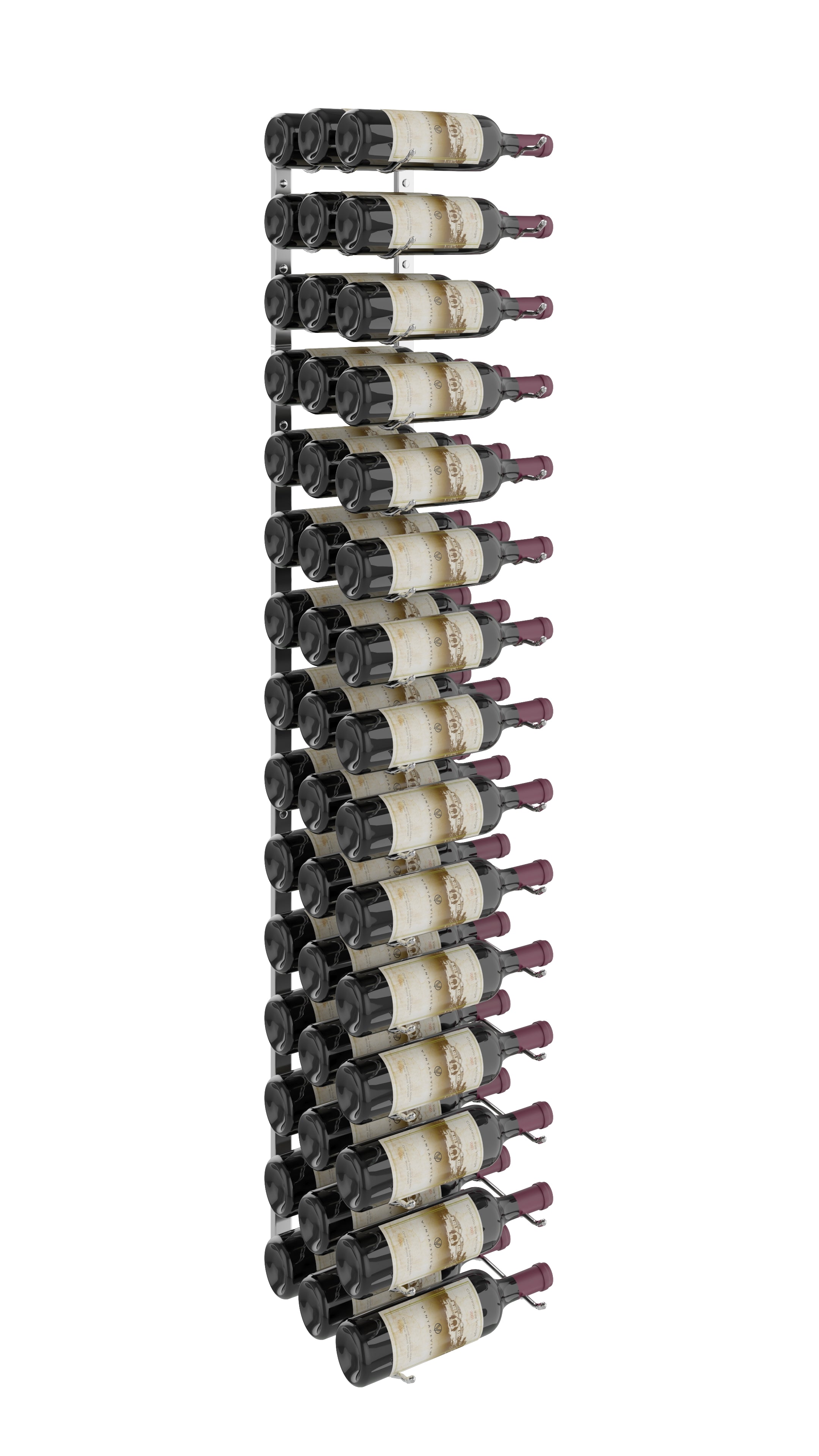 W Series Wine Rack 5 (wall mounted metal wine rack kit) in 45 Bottles (Triple Deep) Chrome Luxe
