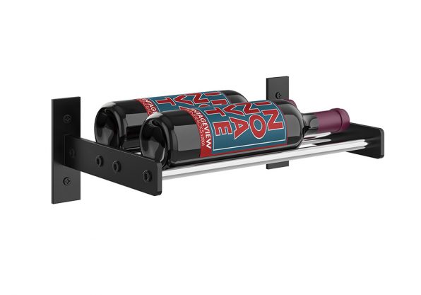 Wine Wall Single Row 1 Column in 2 Bottles (Double Deep) Matte Black/Chrome