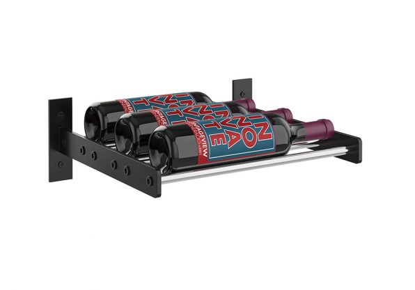 Wine Wall Single Row 1 Column in 3 Bottles (Triple Deep) Matte Black/Chrome
