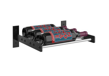 Wine Wall Single Row 1 Column in 3 Bottles (Triple Deep) Matte Black/Chrome