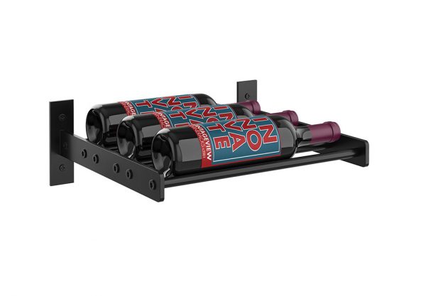 Wine Wall Single Row 1 Column in 3 Bottles (Triple Deep) Matte Black/Matte Black