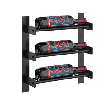Wine Wall Three Row 1 Column in 3 Bottles (Single Deep) Matte Black/Matte Black